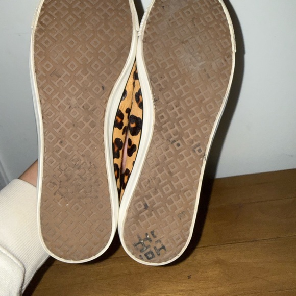 Tory Burch Black and Tan Leopard Flats Size 7.5